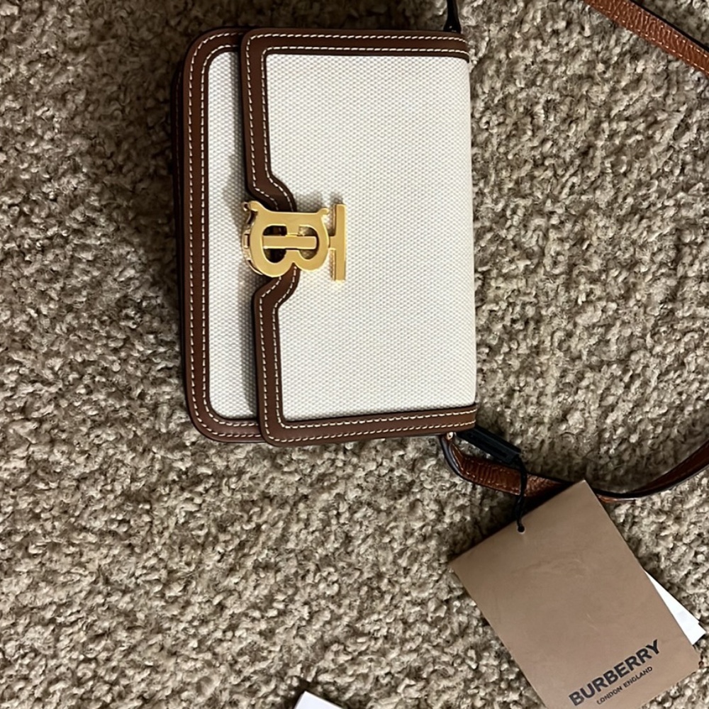 Burberry TB Monogram Canvas & Leather Shoulder Bag